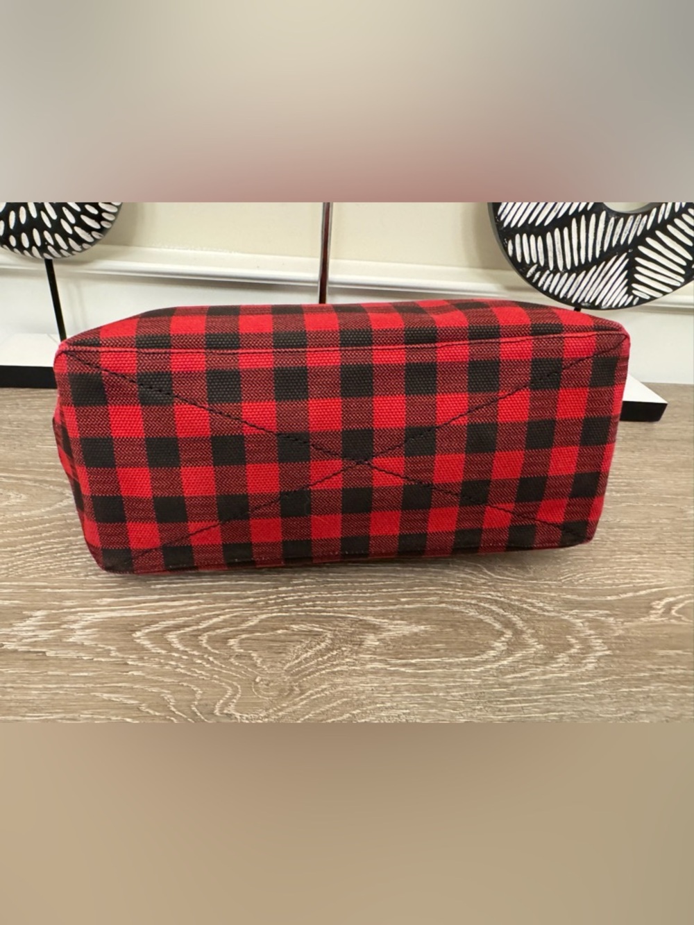 Coach Red and Black Buffalo Plaid Canvas Tote - Picture 9 of 14